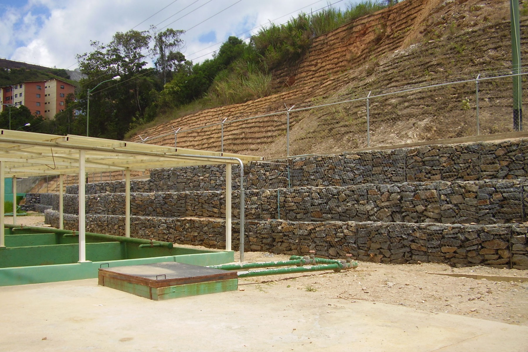 ￼￼Reconstrucción de Falla de Borde con Muro de Gavión en la vialidad principal del Desarrollo Habitacional Alto Verde Los Teques, Edo. Miranda. 2007